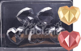 Molde corazones facetados 3d