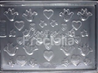 Molde Apliques fresas palomas y corazones