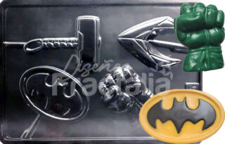 Molde escudos Batman, Hulk, Aquaman y Thor