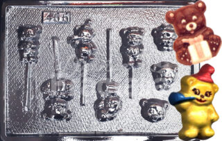 Molde Osos con gorro de fiesta y regalos