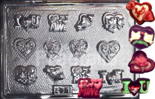 Molde Corazones I love you mine palomas y rosa