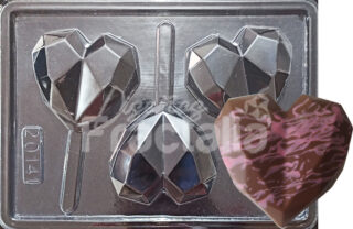 Molde paleta corazon facetado mediano